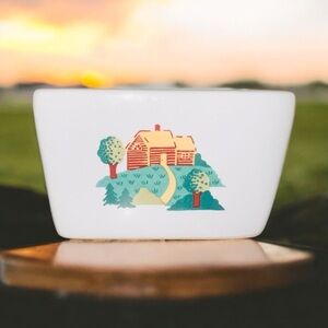 Corelle Stoneware Barn LANDSCAPE Pattern Sweetener Sugar Packet Holder